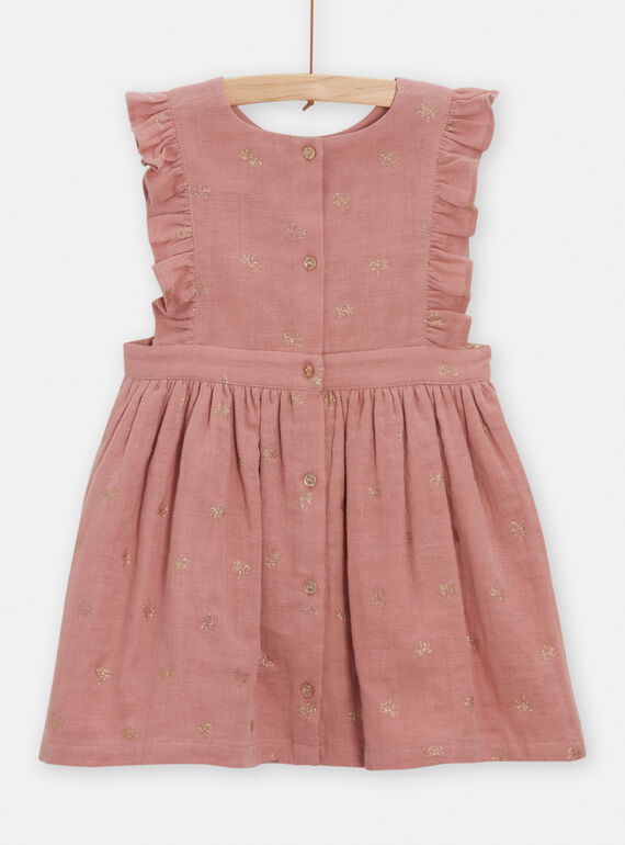 Baby girl pink dress with palm tree print TICRIROB2 / 24SG09L3ROB312